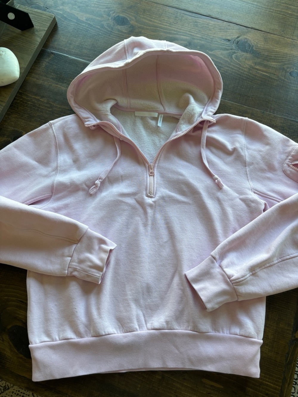 Helmut Lang Baby Pink Half-Zip Hoodie Sweater M